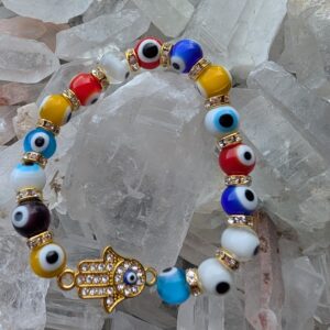 Evil Eye Bracelet with Hamsa Hand of Fatima - Multi-colored