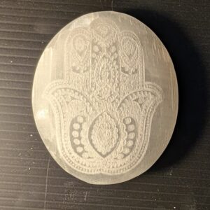 Carved Selenite Hamsa Hand Palm Stone