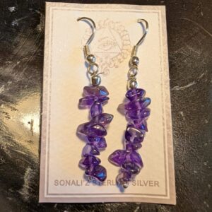 Sterling Silver Amethyst Chip Earrings